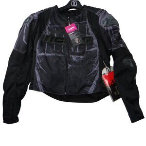NWT ICON Motorcycle Riding Jacket Black Mesh Armor Street Racing Medium